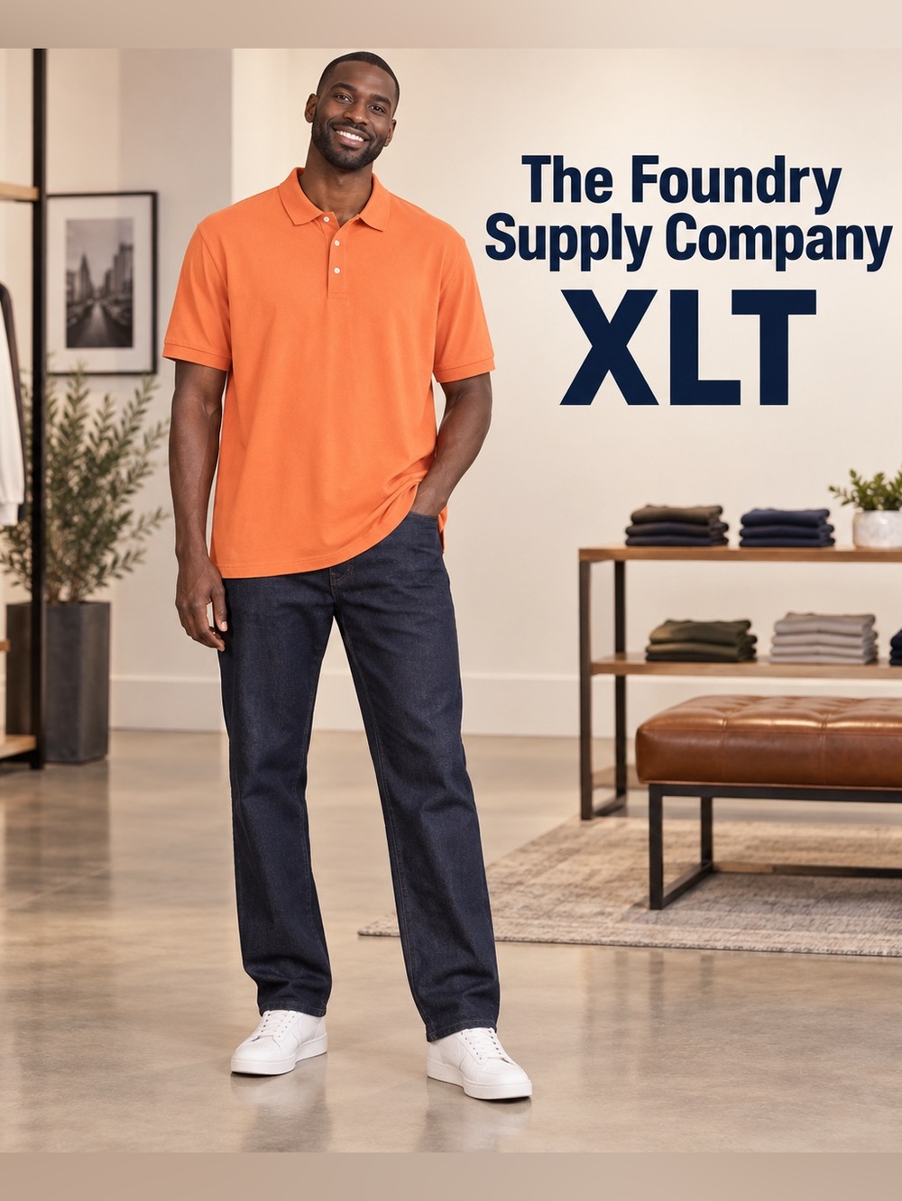 The Foundry Supply Co. Men’s Orange Polo Shirt XLT Big & Tall